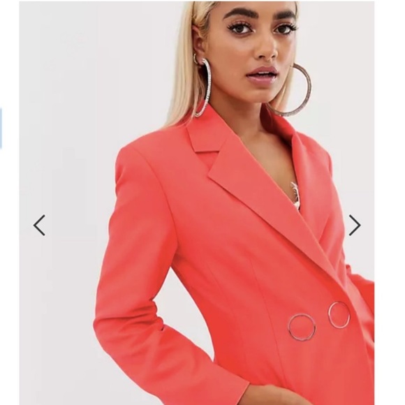 ASOS Coral Strong Shoulder Blazer Jacket size 2. Like new! - Picture 2 of 8